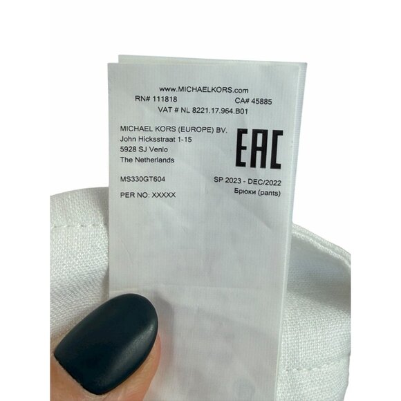 Michael Michael Kors Linen Blend Wide Leg PantsWomen’s XL White NWOT - Picture 6 of 6